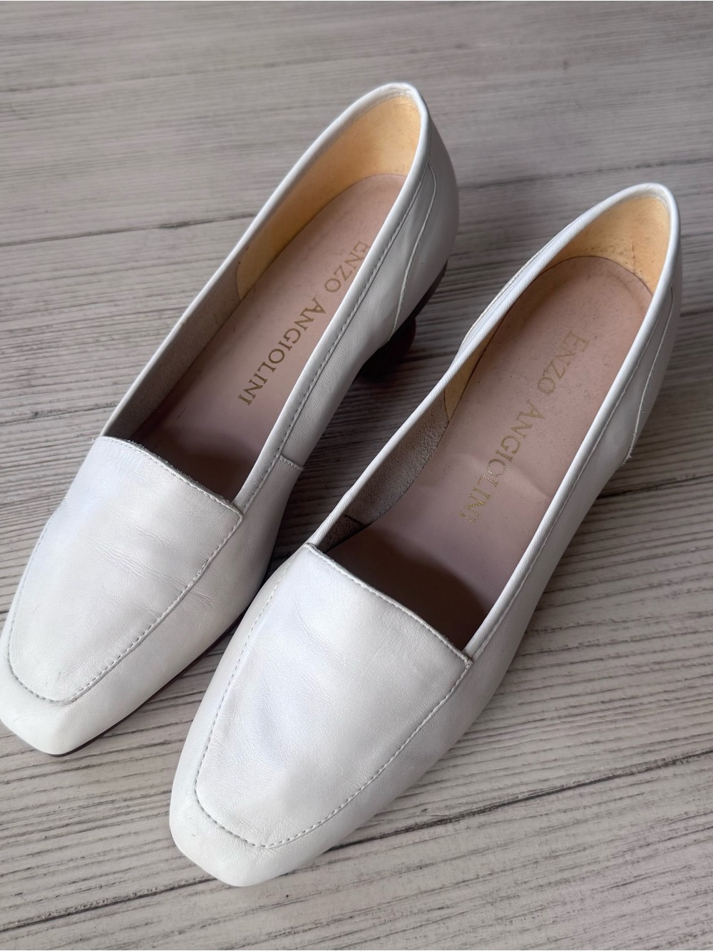 Enzo Angiolini Off-White Leather Loafers